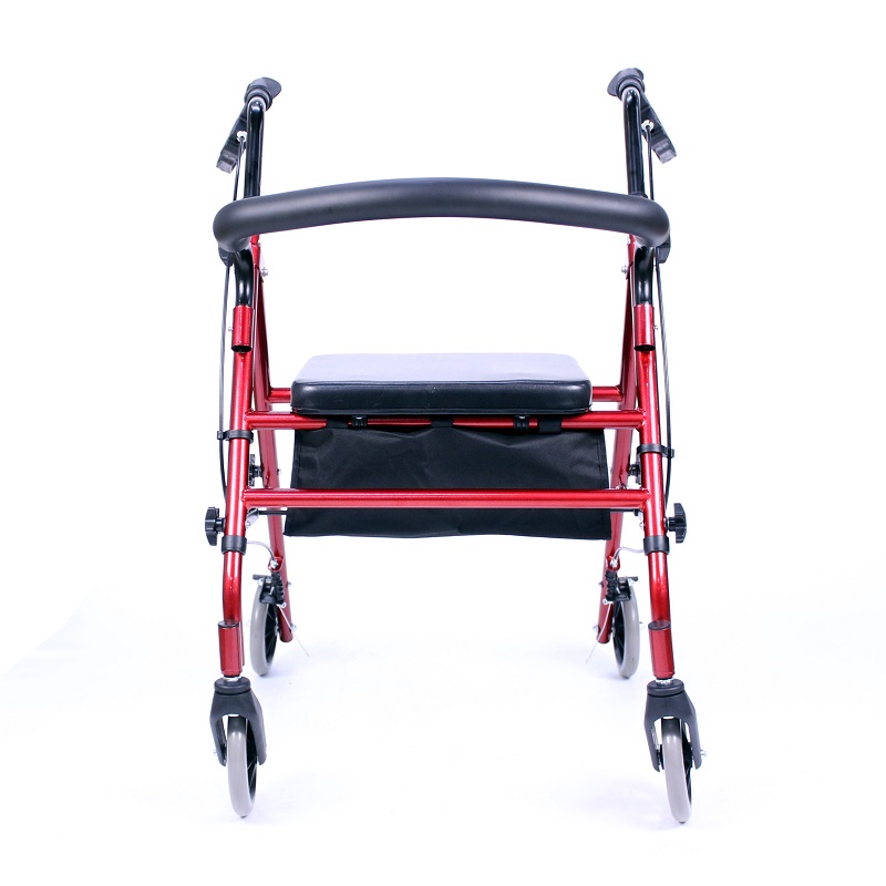 Wheelchair factory wholesale aluminum walking aid disabled adult folding rollator walker with seat
