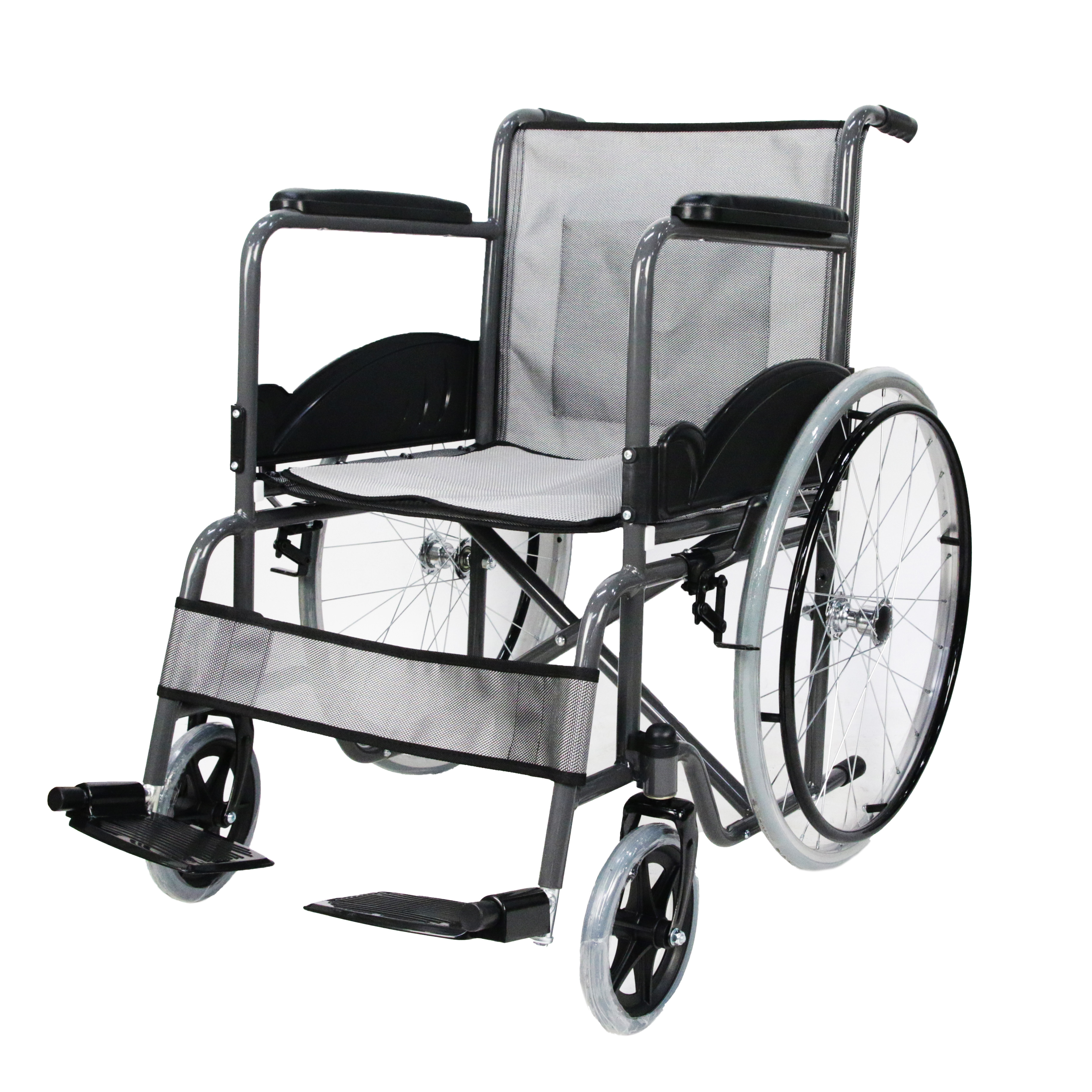通気性のあるテスリンナイロンメッシュ車椅子の価格表 ポータブルで折りたたみ可能な手動車椅子