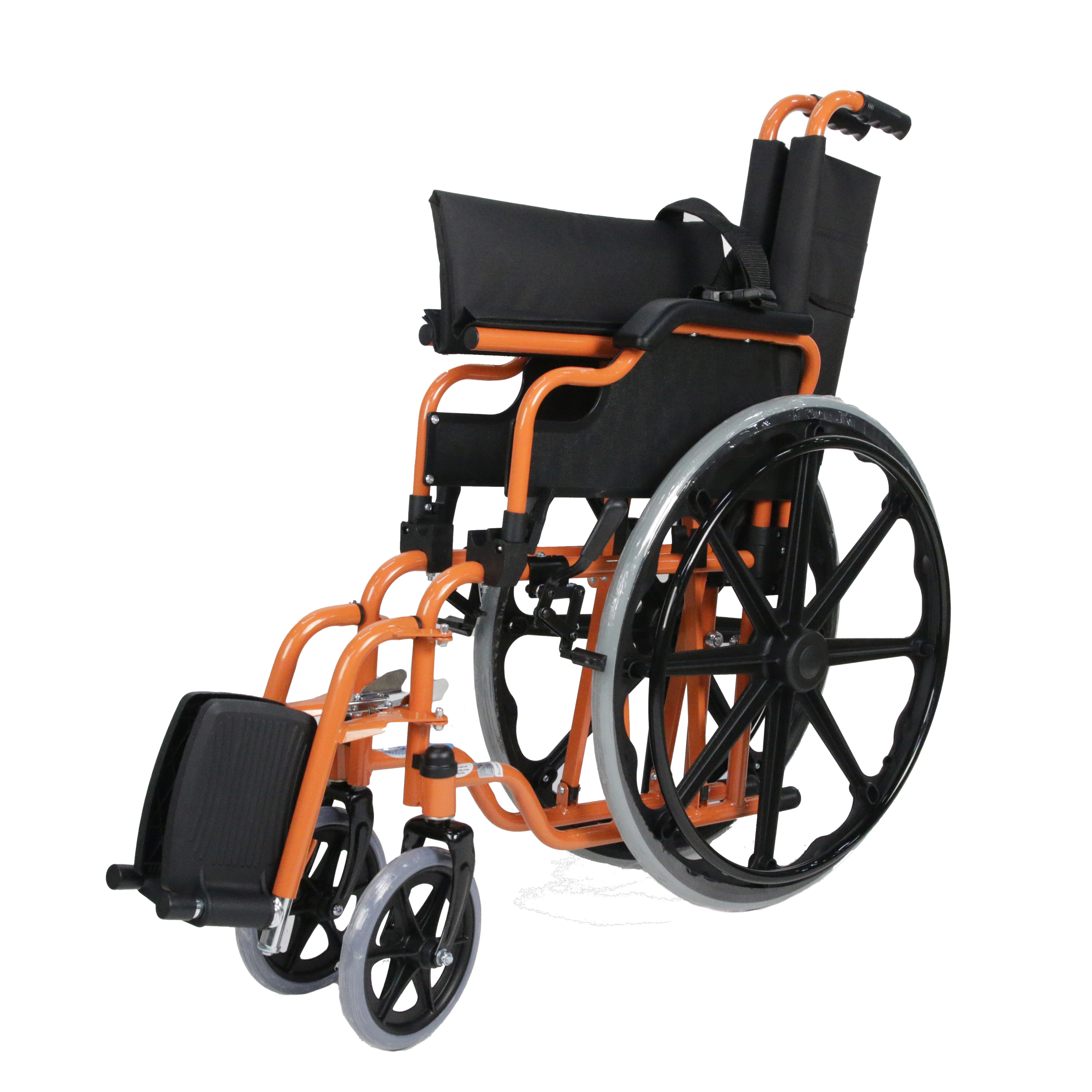 New arrivals Power coated steel frame folding wheelchair Flip back armrest /Detachable legrest standard wheelchair