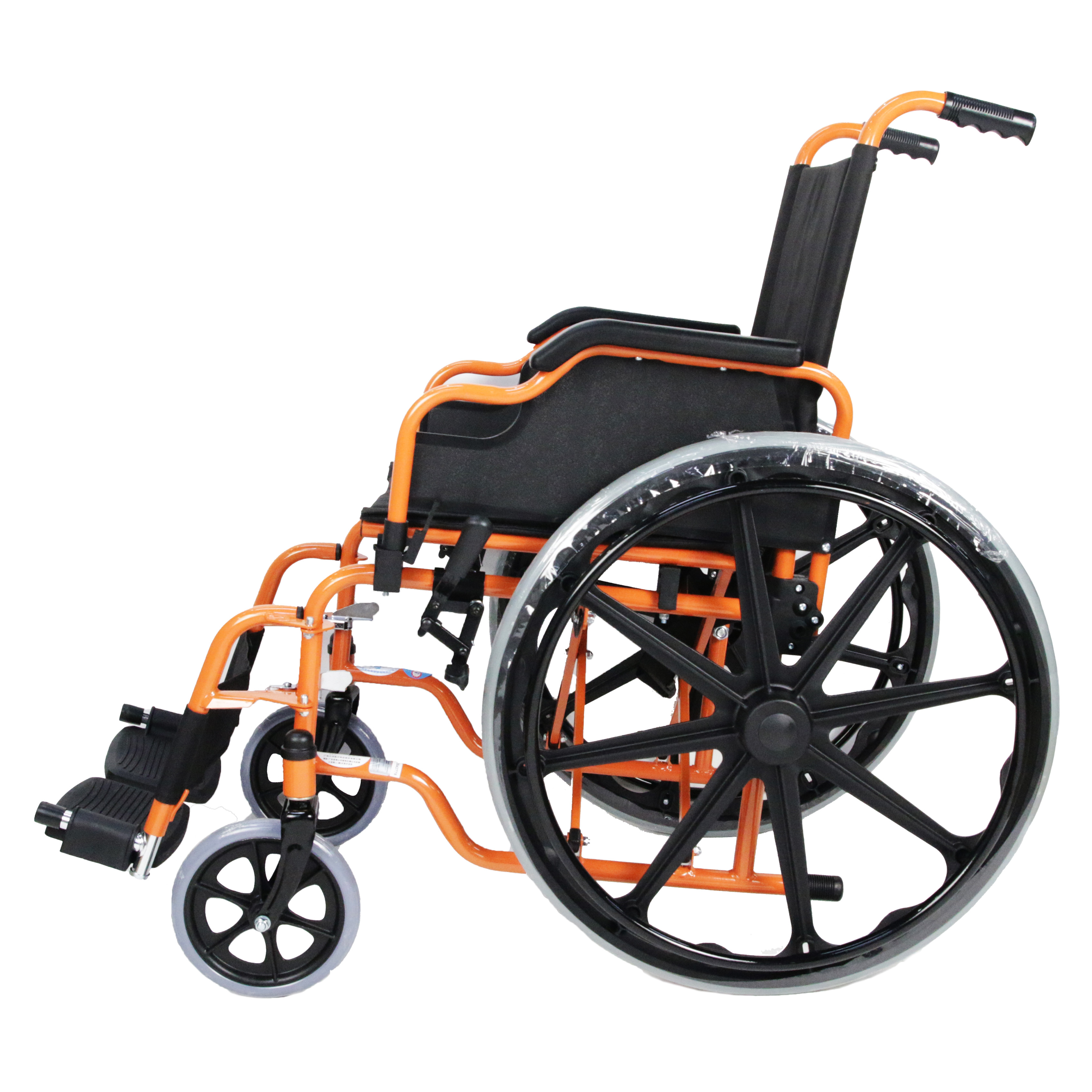 New arrivals Power coated steel frame folding wheelchair Flip back armrest /Detachable legrest standard wheelchair