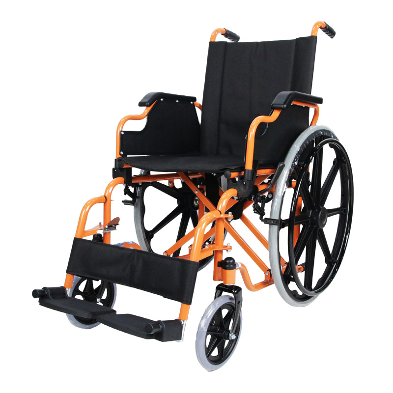 New arrivals Power coated steel frame folding wheelchair Flip back armrest /Detachable legrest standard wheelchair