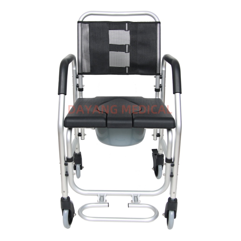 Ergonomic Aluminum Shower Commode Chair with Wheels