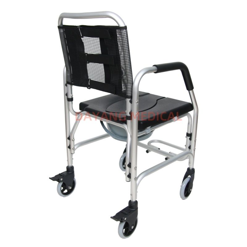 Ergonomic Aluminum Shower Commode Chair with Wheels