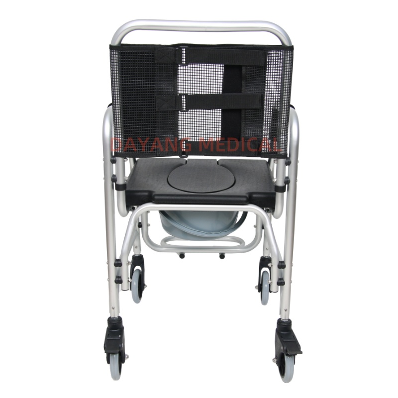 Ergonomic Aluminum Shower Commode Chair with Wheels