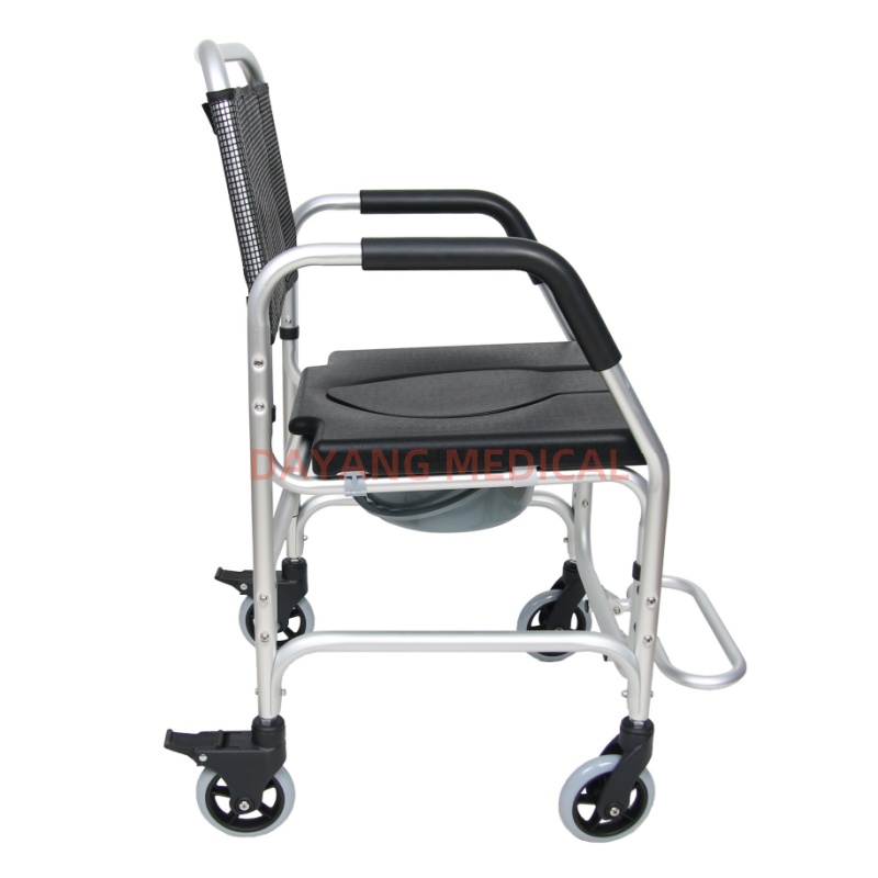 Ergonomic Aluminum Shower Commode Chair with Wheels