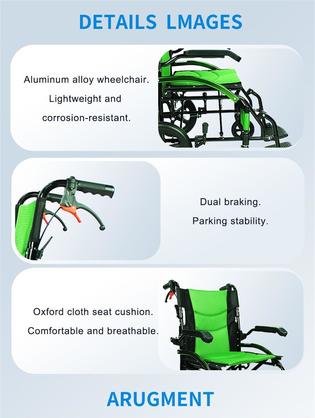 high quality aluminum alloy frame manual wheelchair