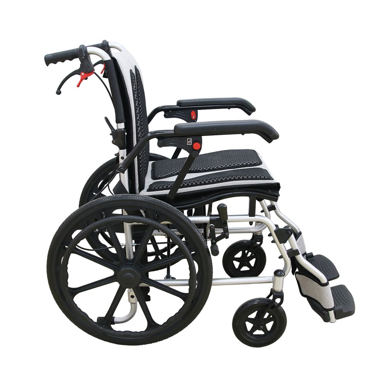 Portable Aluminum Wheelchair with Flip-Up Armrests & Ergonomic Design