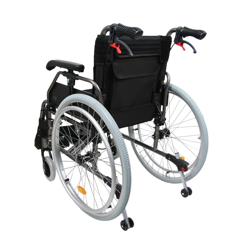 Compact-Folding Aluminum Manual Wheelchair with Flip-Up Armrests & Hand Brake