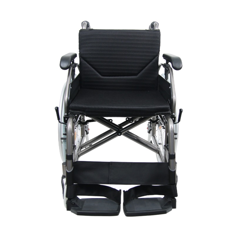 Compact-Folding Aluminum Manual Wheelchair with Flip-Up Armrests & Hand Brake