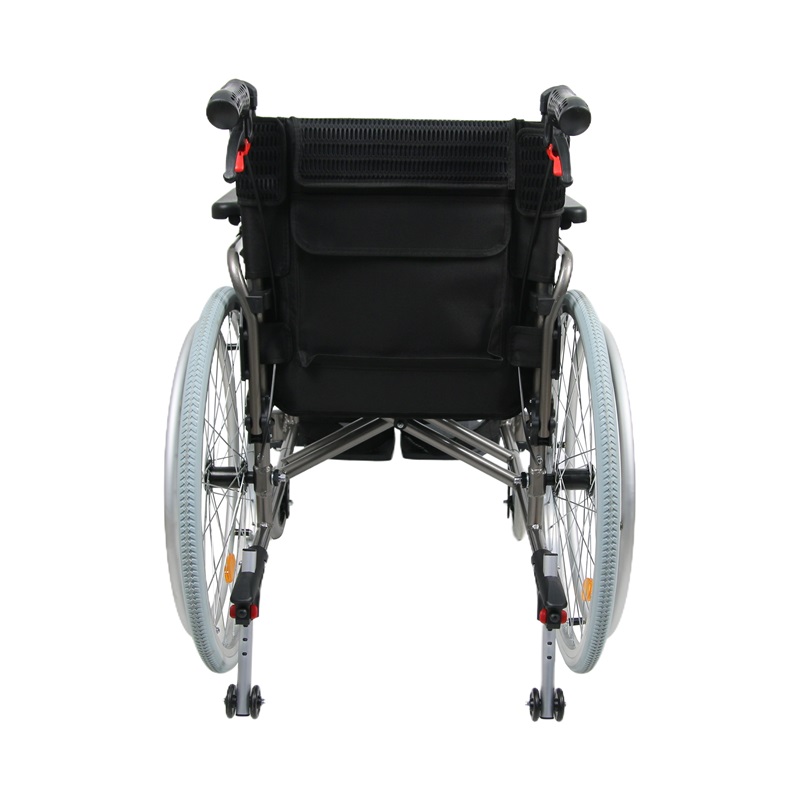 Compact-Folding Aluminum Manual Wheelchair with Flip-Up Armrests & Hand Brake