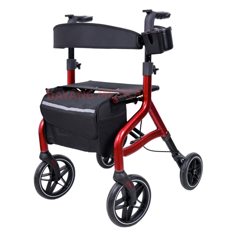 Safe & Stable Aluminum Rollator with Reflectors & Brakes