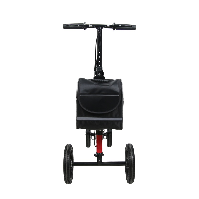 DYS4014-1 Knee Walker: Durable Iron Frame | Adjustable Handlebar & Knee Pad | Front Storage Bag | 11.5” Front & 9.5” Rear PVC Wheels
