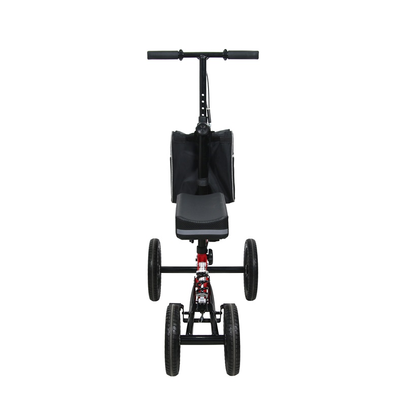 DYS4014-1 Knee Walker: Durable Iron Frame | Adjustable Handlebar & Knee Pad | Front Storage Bag | 11.5” Front & 9.5” Rear PVC Wheels
