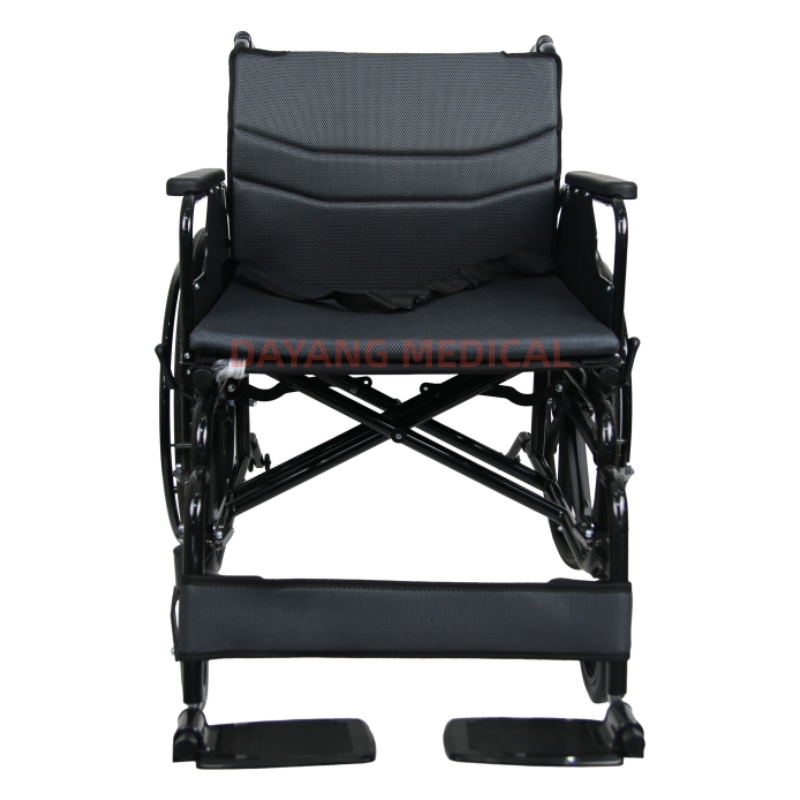 Foldable Steel Manual Wheelchair with Flip-up Armrests & Footrests