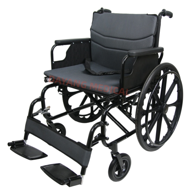 Foldable Steel Manual Wheelchair with Flip-up Armrests & Footrests