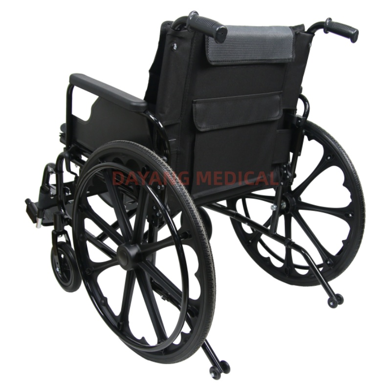 Foldable Steel Manual Wheelchair with Flip-up Armrests & Footrests
