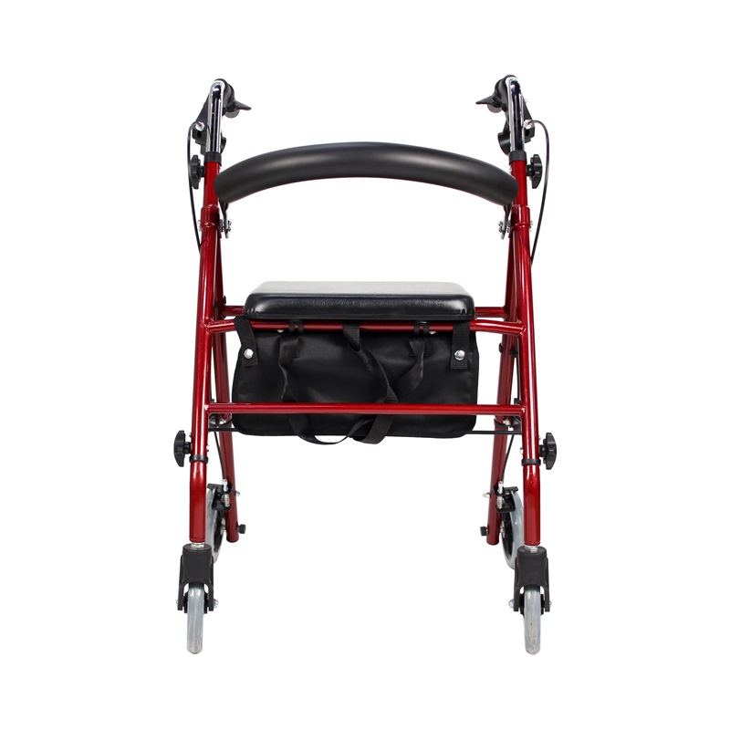 Wheelchair factory wholesale aluminum walking aid disabled adult folding rollator walker with seat