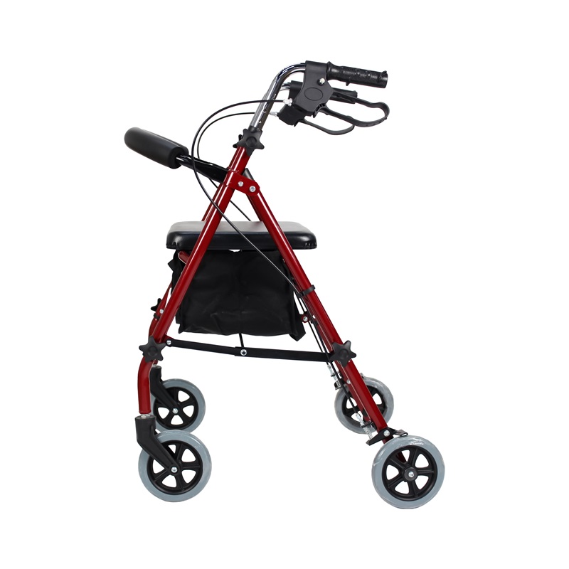 Wheelchair factory wholesale aluminum walking aid disabled adult folding rollator walker with seat
