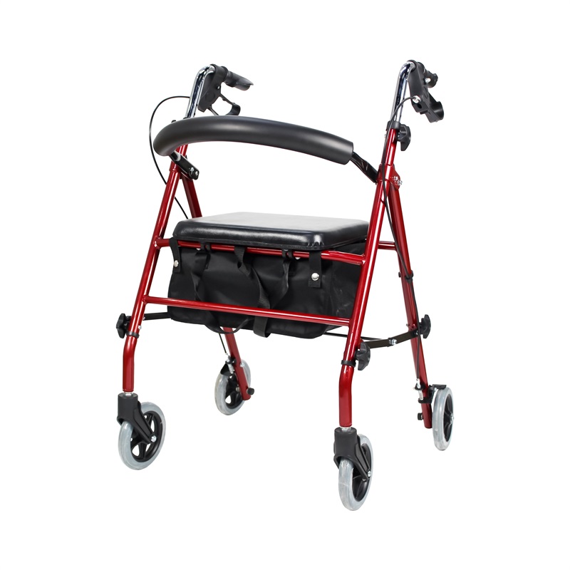 Wheelchair factory wholesale aluminum walking aid disabled adult folding rollator walker with seat