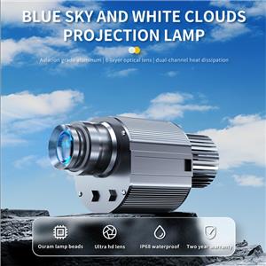 Blue sky white cloud advertising projection light outdoor park ground floating walking map creative logo gobo projector