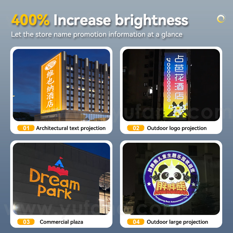 Yufan High Power Gobo Projector Waterproof Super Bright Laser logo Outdoor Building Image Display Business Led Advertising Light