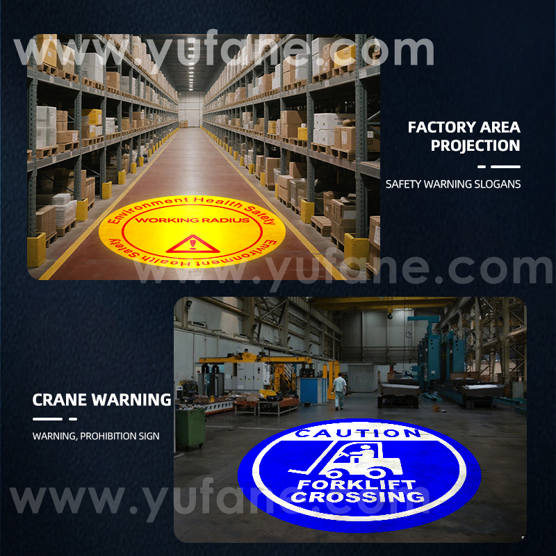 Yufan High Power Industrial Sensor Projection Light Overhead Crane Crane Safety Warning logo Workshop Forklift Gobo Projector