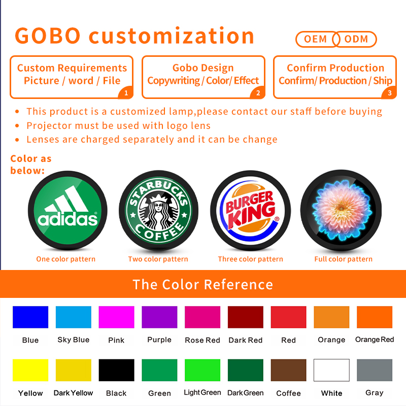 Yufan Oem Gobo Lens Laser Process Custom 37mm 53mm Single Two Three Full Color Thicknesquartz Glass Filter logo Projector