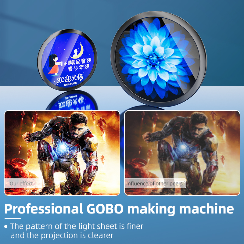 Yufan Oem Gobo Lens Laser Process Custom 37mm 53mm Single Two Three Full Color Thicknesquartz Glass Filter logo Projector