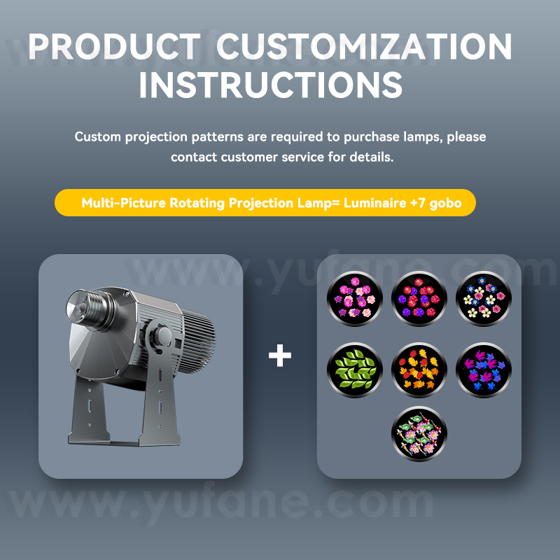 Yufan Seven Figure Dynamic Pattern Projection Light Wedding Decorations Outdoor Waterproof Advertising Light Gobo logo Projector