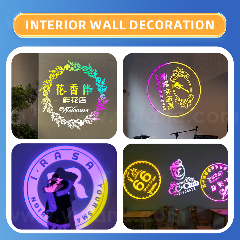 Yufan Dynamic Color Changing Light Indoor Wall Decoration Wedding Light logo Gobo Projector Outdoor Waterproof Advertising Light