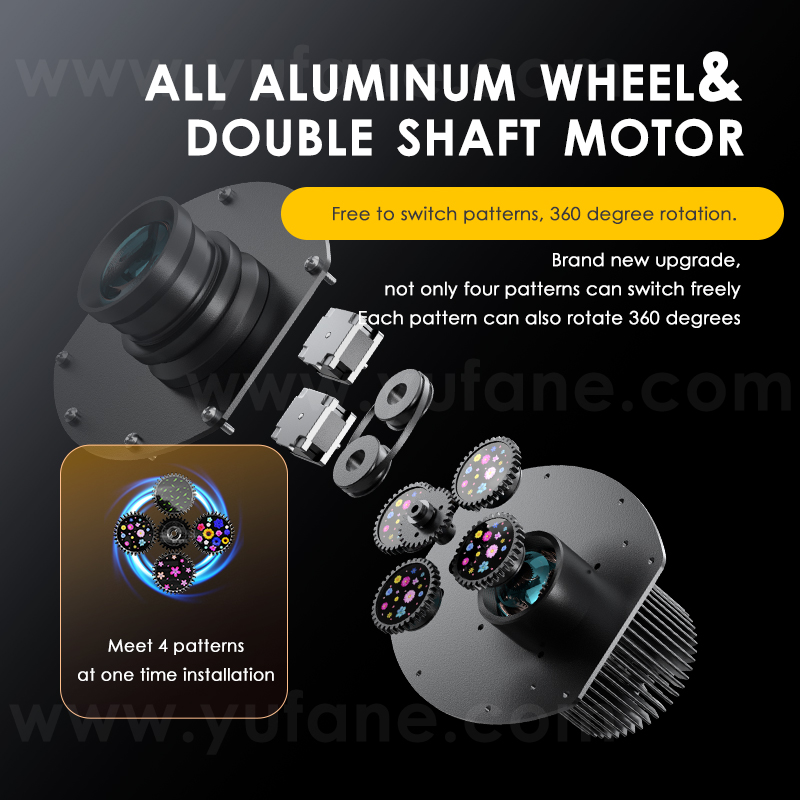 Yufan Four Figure Rotating Advertising Projector Light Outdoor IP67 Waterproof Ground Signboard Custom Gobo logo Projector