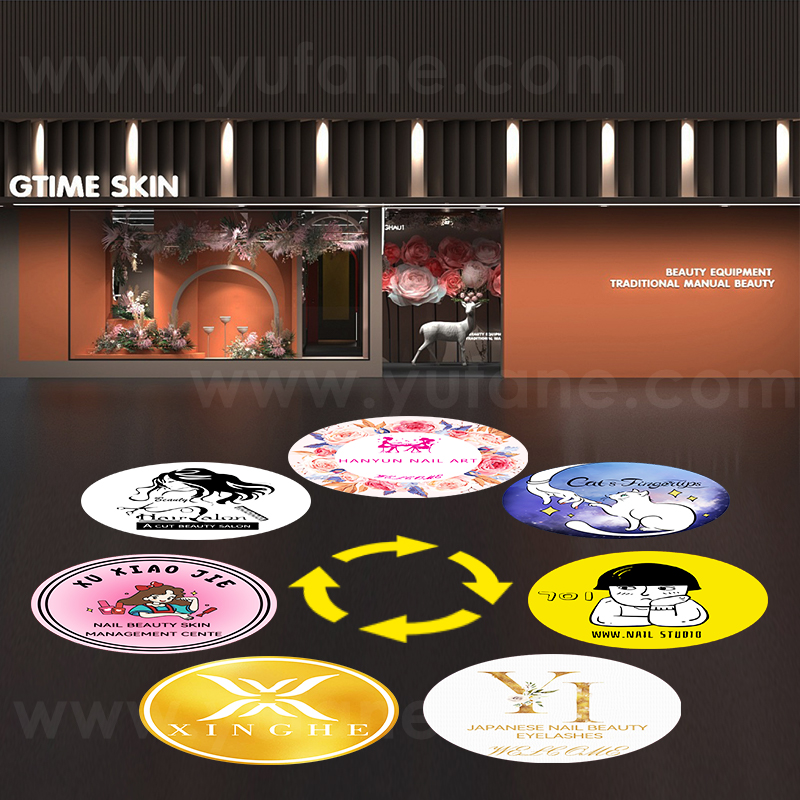 Yufan Seven Figure Rotating Advertising Projector Light Outdoor IP67 Waterproof Ground Signboard Custom Gobo logo Projector
