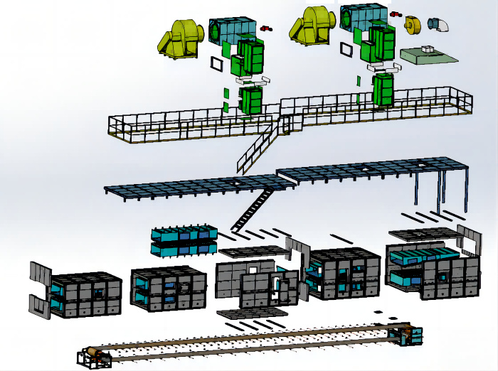 A complete set of XPE foaming machines produced by Qinding Company is packaged and waiting for shipment