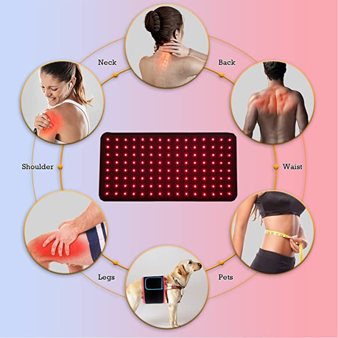 Cinto de massagem para terapia de luz vermelha LED para alívio da dor nas costas