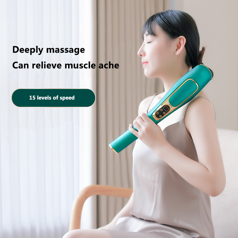 Pistola de masaje portátil con forma de delfín para cuello y hombros