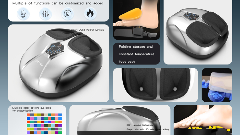 Rouleau de massage intelligent Shiatsu (nouveau modèle 2025) : masseur de pieds électrique à compression d'air et vibrations pour les jambes et les pieds