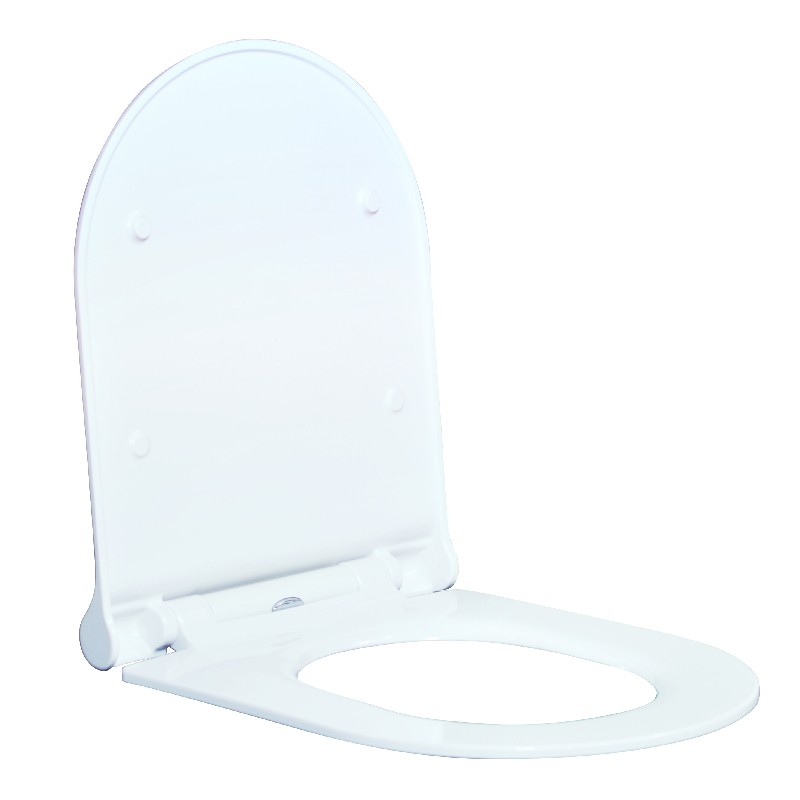 Sedile WC fisso a forma di U in Duroplast bianco con chiusura automatica