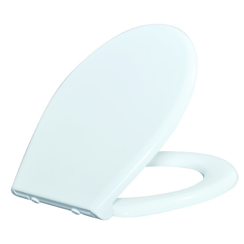 Imitate MDF Urea Pattern White Large Round Fix Self Closing Toilet Seat