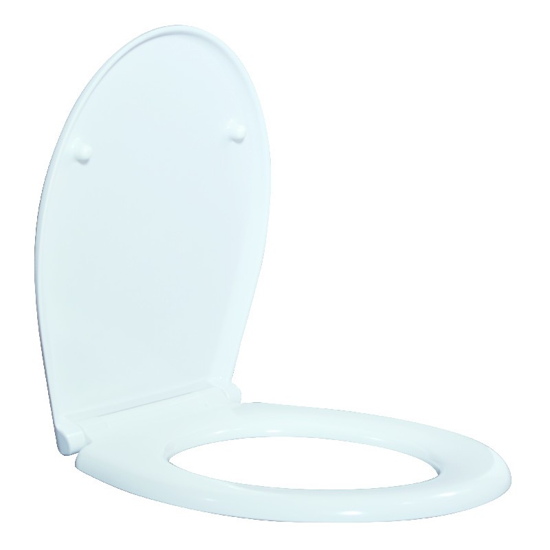 Imitate MDF Urea Pattern White Large Round Fix Self Closing Toilet Seat