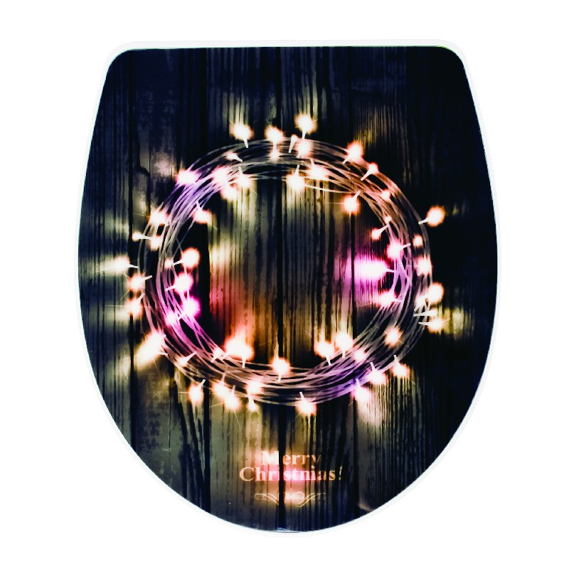 Acrylic Printed LED Light Modern Uf Round Bowl Oval Toilet Seat