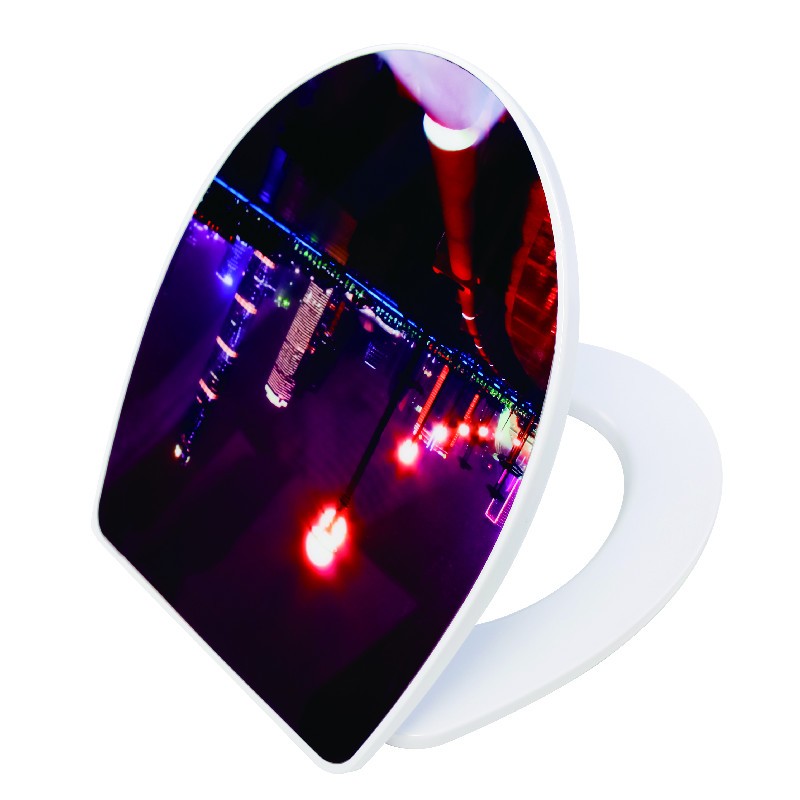 Acrylic Printed LED Light Modern Uf Round Bowl Oval Toilet Seat