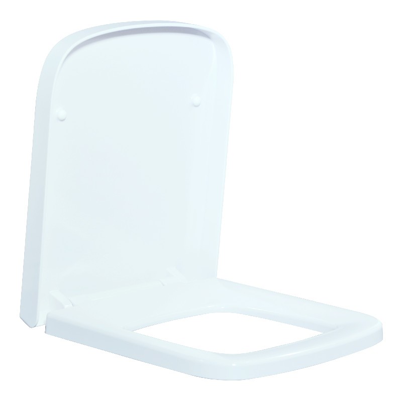 Sedile WC standard europeo per montaggio a parete quadrato bianco con chiusura ammortizzata