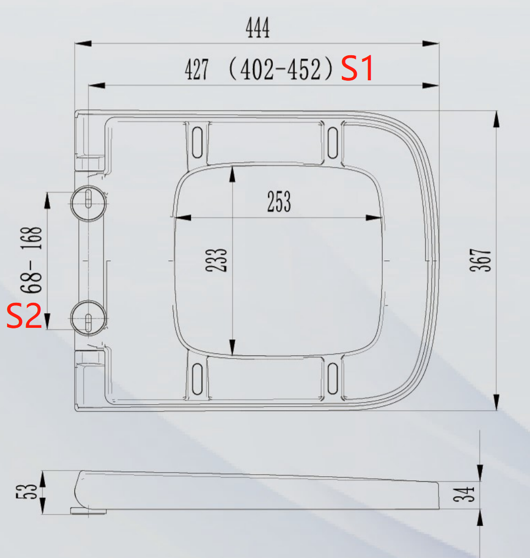 white square soft close toilet seat