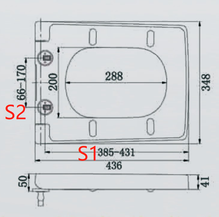 Sedile WC a forma quadrata grande in urea dall'aspetto piatto