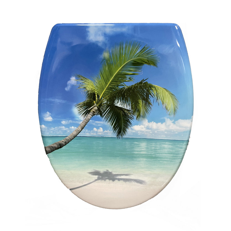 3 side printed round toilet seat cover