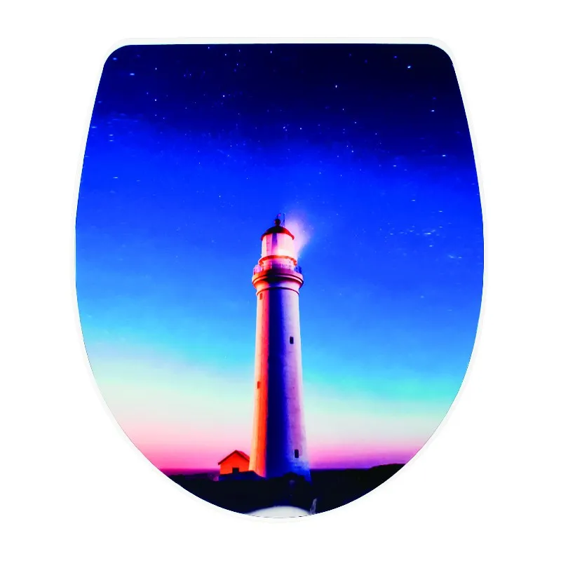 Особенности овального сиденья для унитаза со светодиодной подсветкой с акриловым принтом