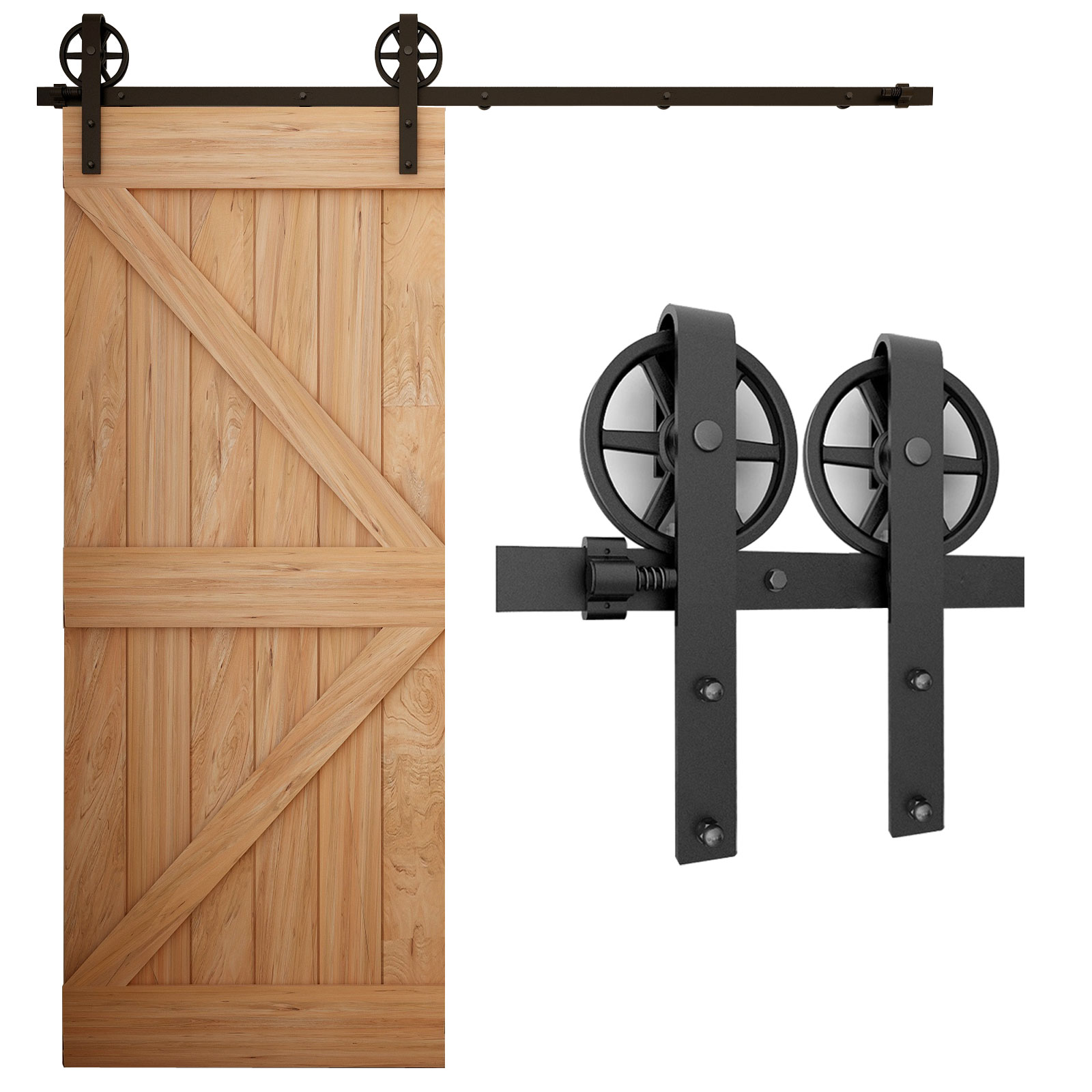 Supply 4-20FT Sliding Barn Door Hardware Kit Big Spoke Wheel Flat Style ...