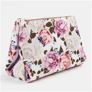 Foldable Floral Prints Women Clear Trifold Cosmetic Bag