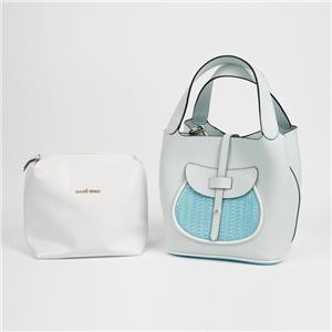 Extra Large White PVC Leather Tote Bag Huge 2in1 Handbag Set