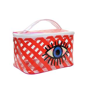 Red Stripes Blue Eye Pattern Duidelijke make-uptas Transparante emmer